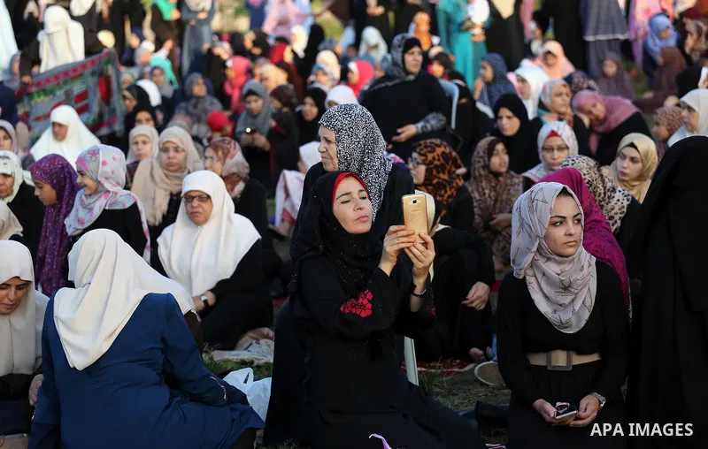 Palestinians attend the prayers of Eid al-Adha or the feast of sacrifice, in Gaza city on Sep. 12, 2016. Muslims around the world are celebrating Eid al-Adha, the Festival of Sacrifice, to mark the end of the hajj pilgri...
