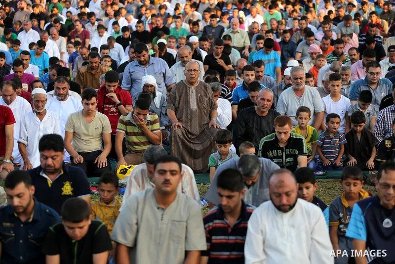 Palestinians attend the prayers of Eid al-Adha or the feast of sacrifice, in Gaza city on Sep. 12, 2016. Muslims around the world are celebrating Eid al-Adha, the Festival of Sacrifice, to mark the end of the hajj pilgri...