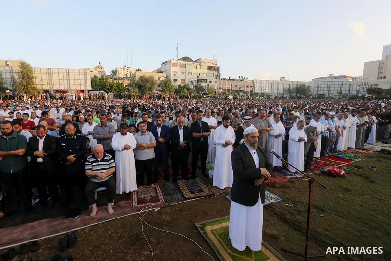 Senior Hamas leader Khalil al-Hayah attends the prayer on the first day of of Eid al-Adha or the feast of sacrifice, in Gaza city on Sep. 12, 2016. Muslims around the world are celebrating Eid al-Adha, the Festival of Sa...