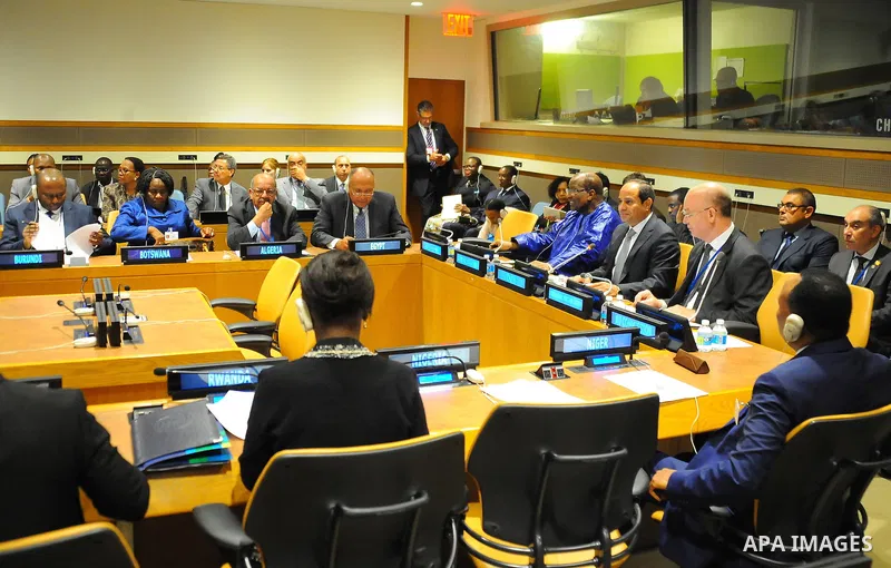 Egyptian President Abdel Fattah al-Sisi attends the High-level plenary meeting on addressing large movements of refugees and migrants in the Trusteeship Council Chamber during the 71st session of the United Nations in Ne...