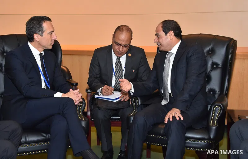 Egyptian President Abdel Fattah al-Sisi meets with Austrian Chancellor Christian Kern at United Nations headquarters in New York City, U.S. September 19, 2016. Photo by Egyptian President Office