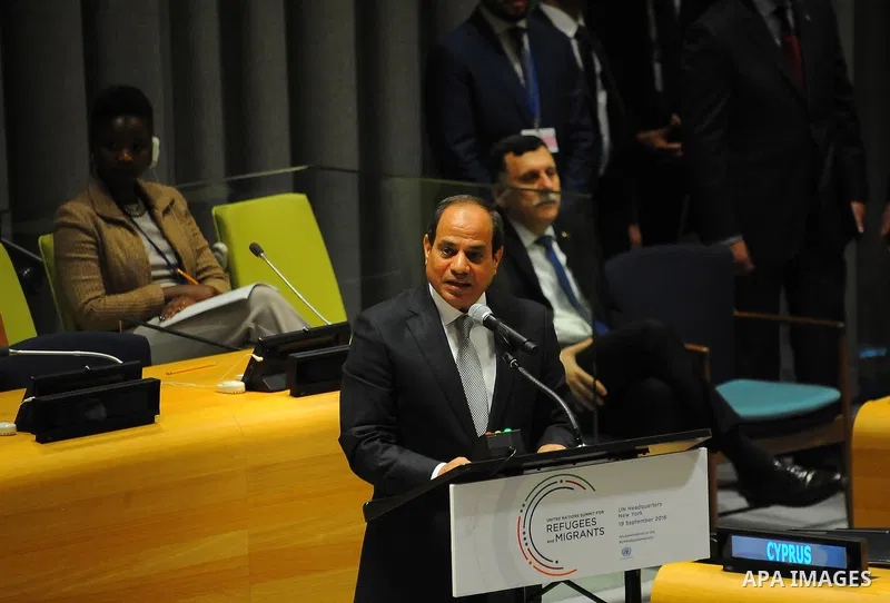 Egyptian President Abdel Fattah al-Sisi speaks during the High-level plenary meeting on addressing large movements of refugees and migrants in the Trusteeship Council Chamber during the 71st session of the United Nations...