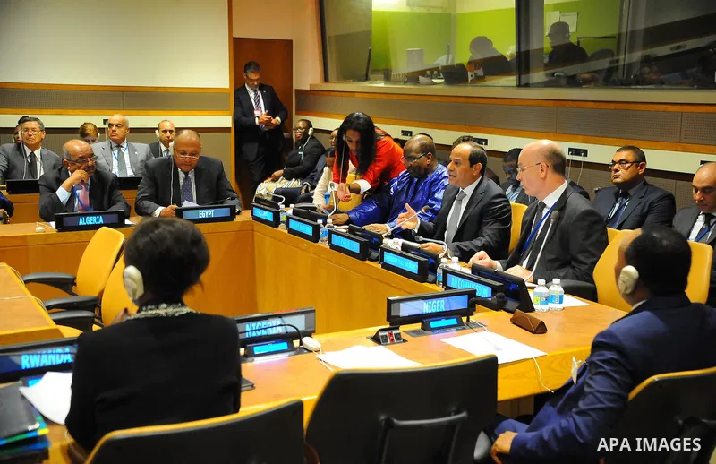 Egyptian President Abdel Fattah al-Sisi attends the High-level plenary meeting on addressing large movements of refugees and migrants in the Trusteeship Council Chamber during the 71st session of the United Nations in Ne...