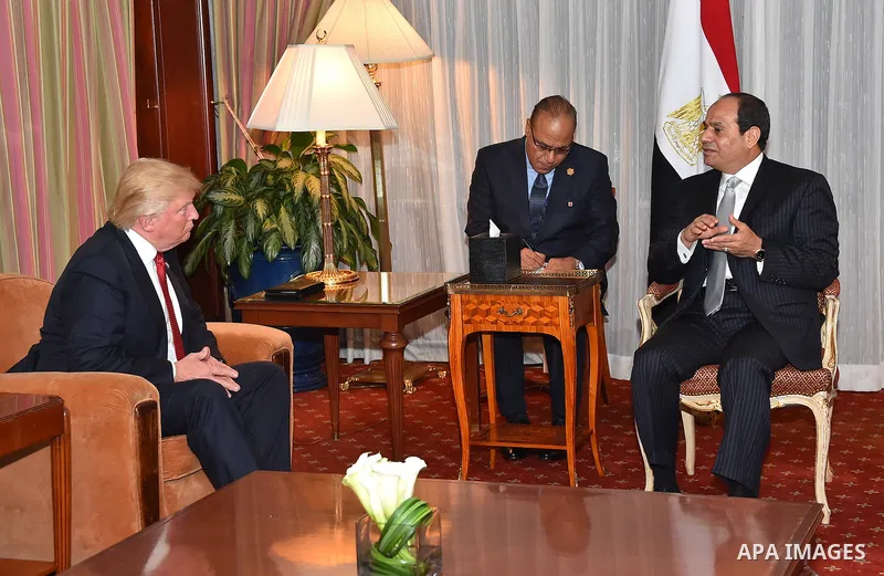 Republican Presidential nominee Donald Trump holds a bi-lateral meeting with Egyptian President Abdel Fattah el-Sisi in Manhattan, New York, U.S., September 20, 2016. Photo by Egyptian President Office