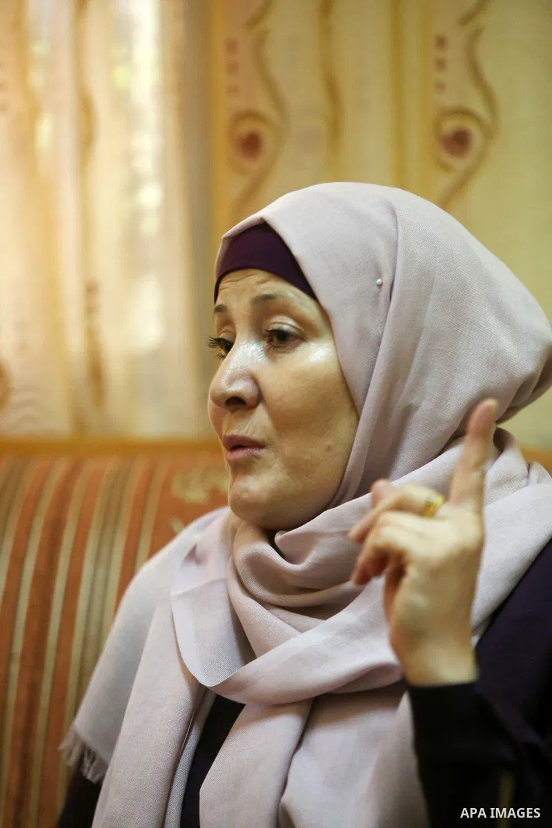 Sana Balboul, the mother of Hunger-striking Palestinian prisoners Mohammed and Mahmoud Balboul speaks to media at her house in the West Bank city of Bethlehem on Sep. 20, 2016. Mohammed Balboul began his own hunger strik...