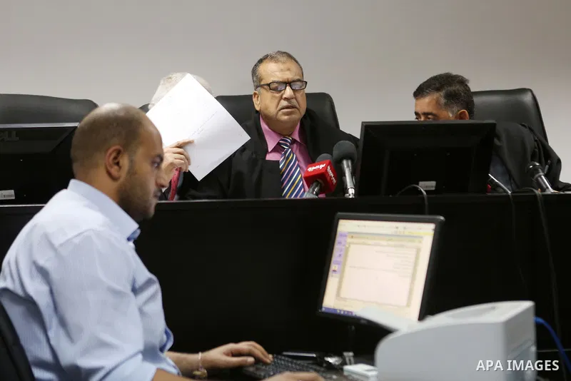 Palestinian high court judges speak in the West Bank city of Ramallah on September 21, 2016 as they announce the delay of local elections. Palestinian municipal polls scheduled for October 8 were officially postponed aft...