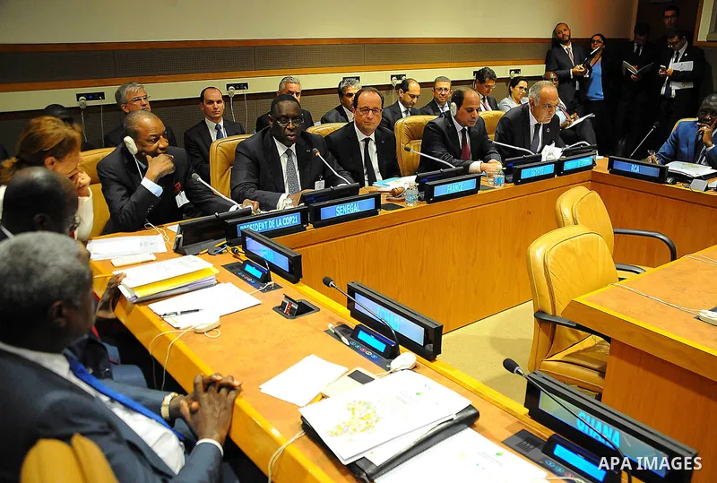 Egyptian President Abdel Fattah al-Sisi attends a meeting to follow up the implementation of the African Initiative for Renewable Energy at the United Nations Headquarters in New York, U.S., where they are attending the...