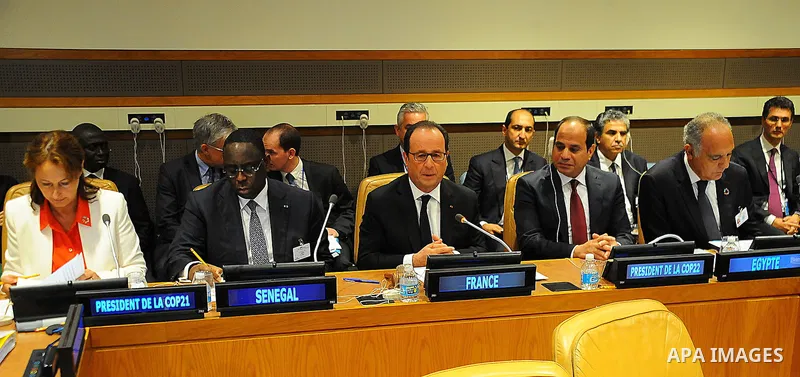 Egyptian President Abdel Fattah al-Sisi attends a meeting to follow up the implementation of the African Initiative for Renewable Energy at the United Nations Headquarters in New York, U.S., where they are attending the...