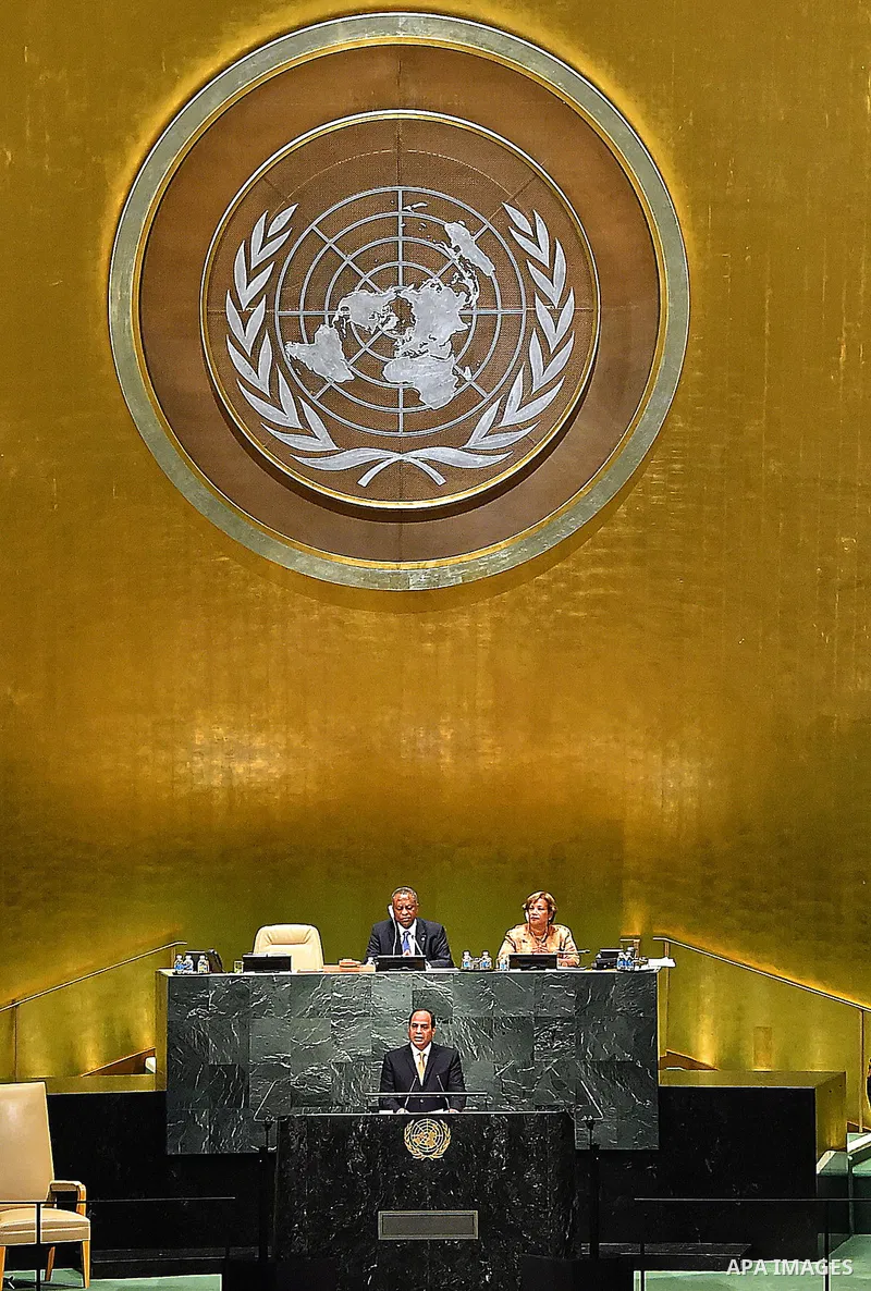 Egyptian President Abdel Fattah al-Sisi addresses the United Nations General Assembly in the Manhattan borough of New York, U.S. September 20, 2016. Photo by Egyptian President Office