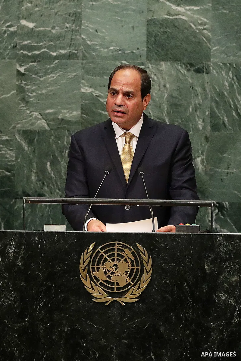Egyptian President Abdel Fattah al-Sisi addresses the United Nations General Assembly in the Manhattan borough of New York, U.S. September 20, 2016. Photo by Egyptian President Office
