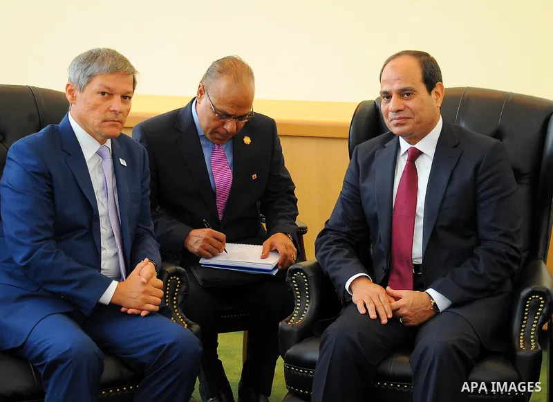 Egyptian president Abdel-Fattah El-Sisi meets with Romania Prime Minister Dasian Saoulos at the United Nations Headquarters in New York, USA, where they are attending the UN General Assembly on Sep. 20, 2016. Photo by Eg...