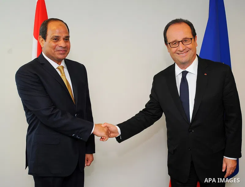 Egyptian president Abdel-Fattah El-Sisi meets with French President Francois Hollande at the United Nations Headquarters in New York, USA, where they are attending the UN General Assembly on Sep. 20, 2016. Photo by Egypt...