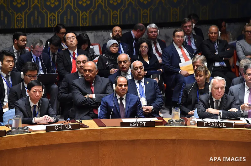 Egyptian President Abdel-Fattah Al-Sisi attends a high-level Syria meeting at the UN Security Council in New York on September 21, 2016. Photo by Egyptian President Office