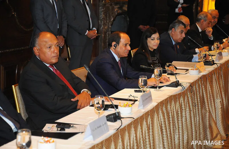 Egyptian President Abdel-Fattah Al-Sisi attends a meeting of Business Council for International Understanding at the UN Security Council in New York on September 21, 2016. Photo by Egyptian President Office