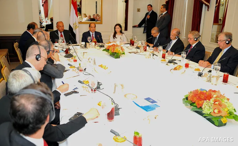 Egyptian President Abdel-Fattah Al-Sisi attends a meeting of Business Council for International Understanding at the UN Security Council in New York on September 21, 2016. Photo by Egyptian President Office