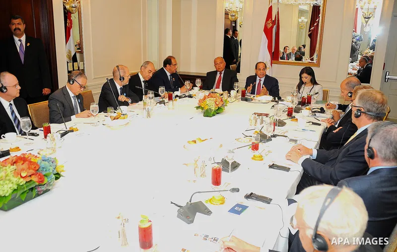 Egyptian President Abdel-Fattah Al-Sisi attends a meeting of Business Council for International Understanding at the UN Security Council in New York on September 21, 2016. Photo by Egyptian President Office