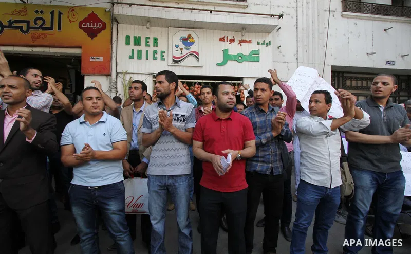Egyptians Who obtained master's degree take part during a protest to demand jobs in Cairo, Egypt on Sep. 27, 2016. Photo by Amr Sayed