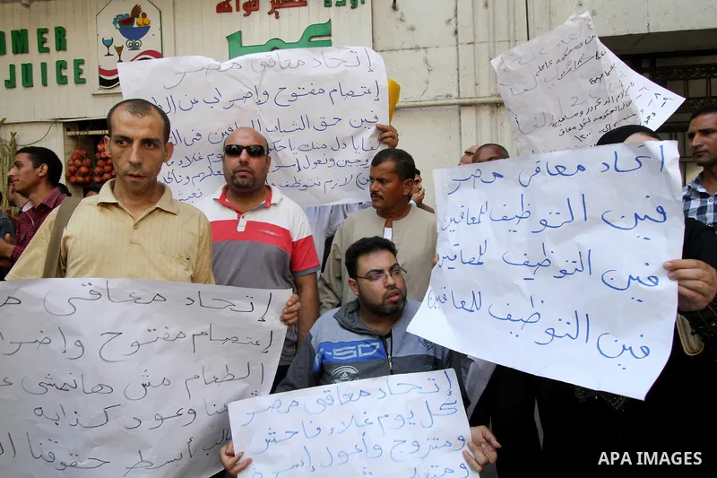 Egyptians disabled take part during a protest to demand their rights in Cairo, Egypt on Sep. 27, 2016. Photo by Amr Sayed