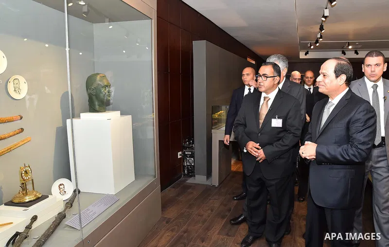Egyptian President Abdel Fattah al-Sisi opens Egypt's former President Gamal Abdel Nasser museum, in Cairo, Egypt, on Sep. 28, 2016. Photo by Egyptian President Office