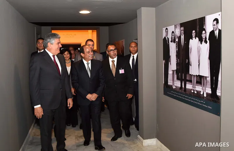Egyptian President Abdel Fattah al-Sisi opens Egypt's former President Gamal Abdel Nasser museum, in Cairo, Egypt, on Sep. 28, 2016. Photo by Egyptian President Office
