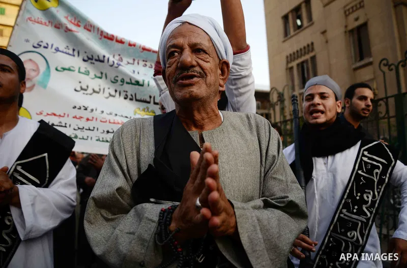 Egyptian Sufi Muslims practice ritualized Zikr (invocation) to celebrate the New Islamic Hijri year 1438 in front of al-Hussein mosque at Al-Azhar district in old Islamic Cairo, Egypt October 2, 2016. Photo by Amr Sayed