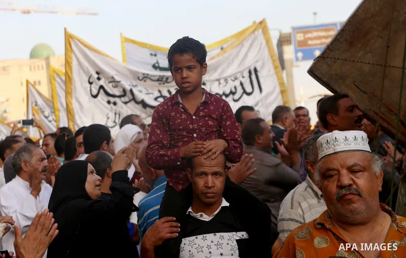 Egyptian Sufi Muslims practice ritualized Zikr (invocation) to celebrate the New Islamic Hijri year 1438 in front of al-Hussein mosque at Al-Azhar district in old Islamic Cairo, Egypt October 2, 2016. Photo by Amr Sayed