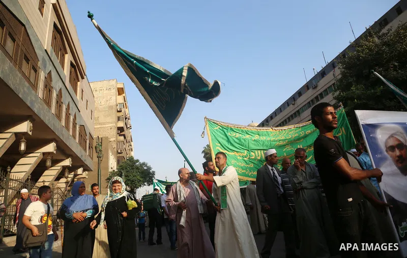 Egyptian Sufi Muslims practice ritualized Zikr (invocation) to celebrate the New Islamic Hijri year 1438 in front of al-Hussein mosque at Al-Azhar district in old Islamic Cairo, Egypt October 2, 2016. Photo by Amr Sayed