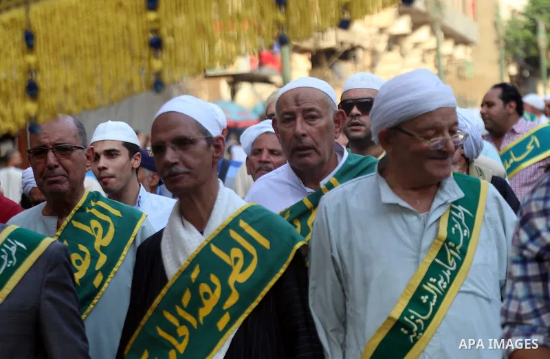 Egyptian Sufi Muslims practice ritualized Zikr (invocation) to celebrate the New Islamic Hijri year 1438 in front of al-Hussein mosque at Al-Azhar district in old Islamic Cairo, Egypt October 2, 2016. Photo by Amr Sayed