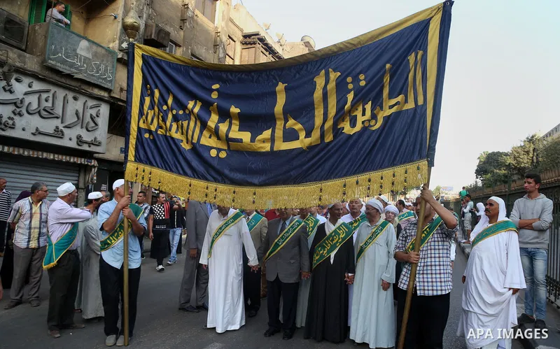 Egyptian Sufi Muslims practice ritualized Zikr (invocation) to celebrate the New Islamic Hijri year 1438 in front of al-Hussein mosque at Al-Azhar district in old Islamic Cairo, Egypt October 2, 2016. Photo by Amr Sayed