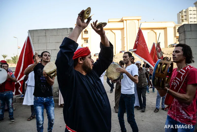 Egyptian Sufi Muslims practice ritualized Zikr (invocation) to celebrate the New Islamic Hijri year 1438 in front of al-Hussein mosque at Al-Azhar district in old Islamic Cairo, Egypt October 2, 2016. Photo by Amr Sayed