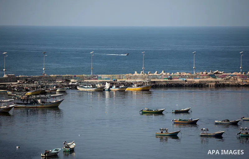 Boats are seen anchored at the Gaza seaport, on October 4, 2016. The Israeli navy has been preparing to face the Women’s Boats heading to break the ten-year-old siege on the Gaza Strip. The boats, which are part of the F...