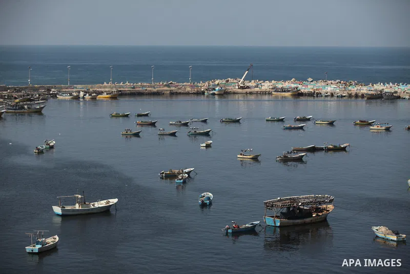 Boats are seen anchored at the Gaza seaport, on October 4, 2016. The Israeli navy has been preparing to face the Women’s Boats heading to break the ten-year-old siege on the Gaza Strip. The boats, which are part of the F...