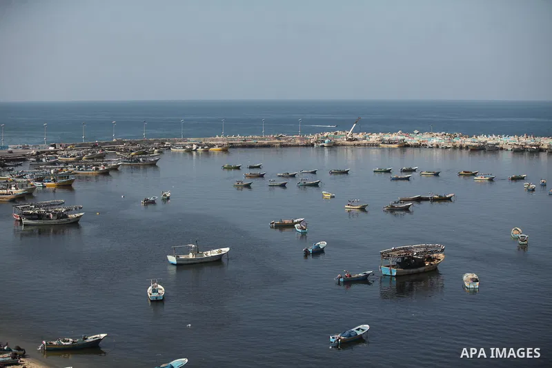 Boats are seen anchored at the Gaza seaport, on October 4, 2016. The Israeli navy has been preparing to face the Women’s Boats heading to break the ten-year-old siege on the Gaza Strip. The boats, which are part of the F...