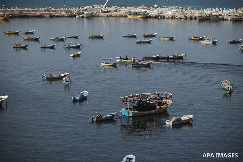 Boats are seen anchored at the Gaza seaport, on October 4, 2016. The Israeli navy has been preparing to face the Women’s Boats heading to break the ten-year-old siege on the Gaza Strip. The boats, which are part of the F...