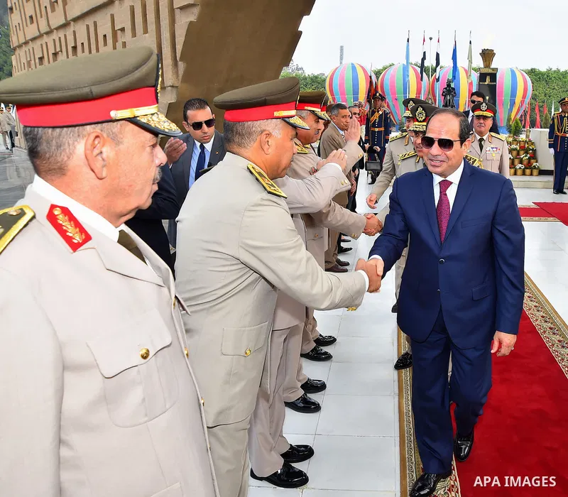 Egyptian President Abdel Fattah al-Sisi visits the graves of the unknown soldier, Egypt's former President Gamal Abdel Nasser, and Egypt's former President Anwar Sadat marking the 43th anniversary of the Oct. 6 Arab-Isra...