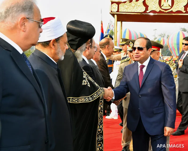 Egyptian President Abdel Fattah al-Sisi visits the graves of the unknown soldier, Egypt's former President Gamal Abdel Nasser, and Egypt's former President Anwar Sadat marking the 43th anniversary of the Oct. 6 Arab-Isra...