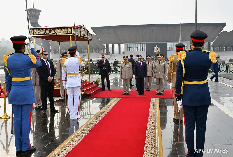 Egyptian President Abdel Fattah al-Sisi visits the graves of the unknown soldier, Egypt's former President Gamal Abdel Nasser, and Egypt's former President Anwar Sadat marking the 43th anniversary of the Oct. 6 Arab-Isra...