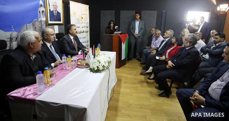 Palestinian Prime Minister Rami Hamdallah attends the opening of Palestine voice radio in the West Bank city of Bethlehem, on Oct. 04, 2016. Photo by Prime Minister Office