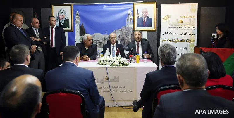 Palestinian Prime Minister Rami Hamdallah attends the opening of Palestine voice radio in the West Bank city of Bethlehem, on Oct. 04, 2016. Photo by Prime Minister Office