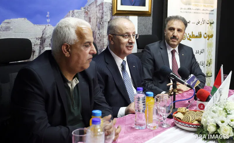Palestinian Prime Minister Rami Hamdallah attends the opening of Palestine voice radio in the West Bank city of Bethlehem, on Oct. 04, 2016. Photo by Prime Minister Office
