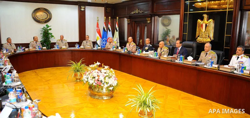 Egyptian President Abdel Fattah al-Sisi chairs a meeting of the Supreme Council of the Armed Forces, in Cairo, Egypt, on Oct. 04, 2016. Photo by Egyptian President Office