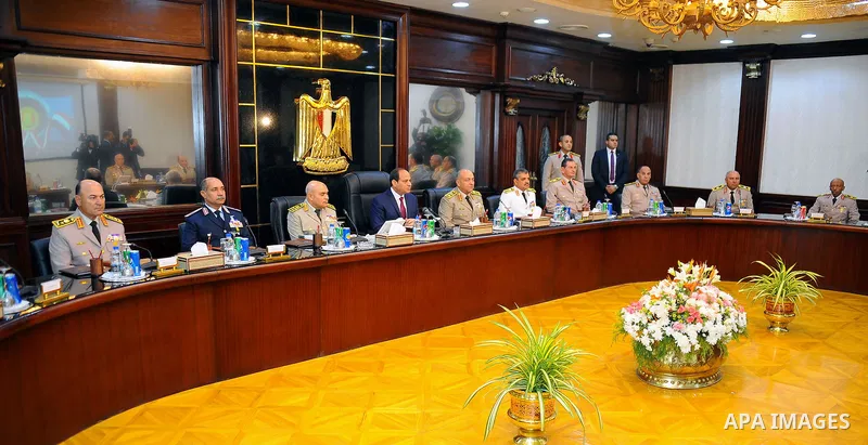 Egyptian President Abdel Fattah al-Sisi chairs a meeting of the Supreme Council of the Armed Forces, in Cairo, Egypt, on Oct. 04, 2016. Photo by Egyptian President Office