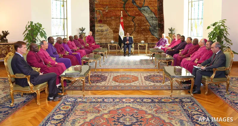 Egyptian President Abdel Fattah al-Sisi meets with a delegation from the Anglican Church English, in Cairo, Egypt on Oct. 04, 2016. Photo by Egyptian President Office
