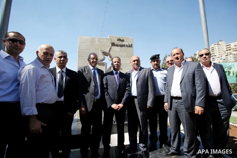Jordanian Ambassador in Palestine Khalid al-Shawabkah opens Square of the late King Hussein Bin Talal, in the West Bank city of Nablus, on Oct. 05, 2016. Photo by Nedal Eshtayah