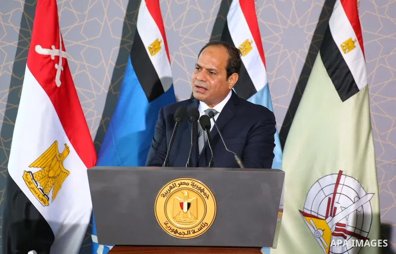 President of Egypt Abdel Fattah el-Sisi speaks during celebrations staged within 43rd anniversary of the 1973 victory over Israel in Cairo, Egypt on October 5, 2016.Photo by Egyptian President Office