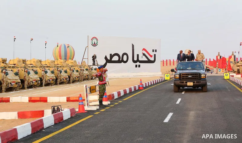 President of Egypt Abdel Fattah el-Sisi and President of Sudan Omar al-Bashir take part in the celebrations staged within 43rd anniversary of the 1973 victory over Israel in Cairo, Egypt on October 5, 2016 Photo by Egypt...