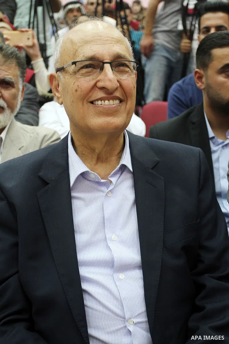 Former Palestinian chief negotiator and member of the Central Committee of Fatah, Nabil Shaath attends the ceremony of opening the project of Lighting solar homes, in Khan Younis in the southern Gaza strip, on Oct. 06, 2...