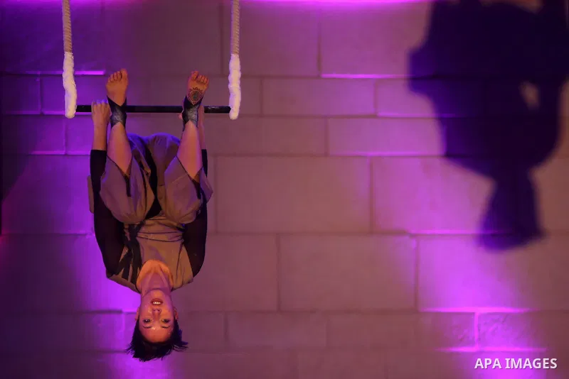 International and local artists, perform during the Palestine Circus Festival, in the West Bank city of Ramallah, on October 6, 2016. Photo by Shadi Hatem