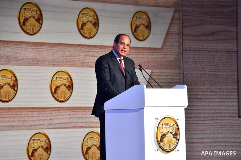 Egyptian President Abdel Fattah al-Sisi speaks during a ceremony of 150th anniversary of Egyptian parliament, in Cairo, Egypt, on Oct. 09, 2016. Photo by Egyptian President Office