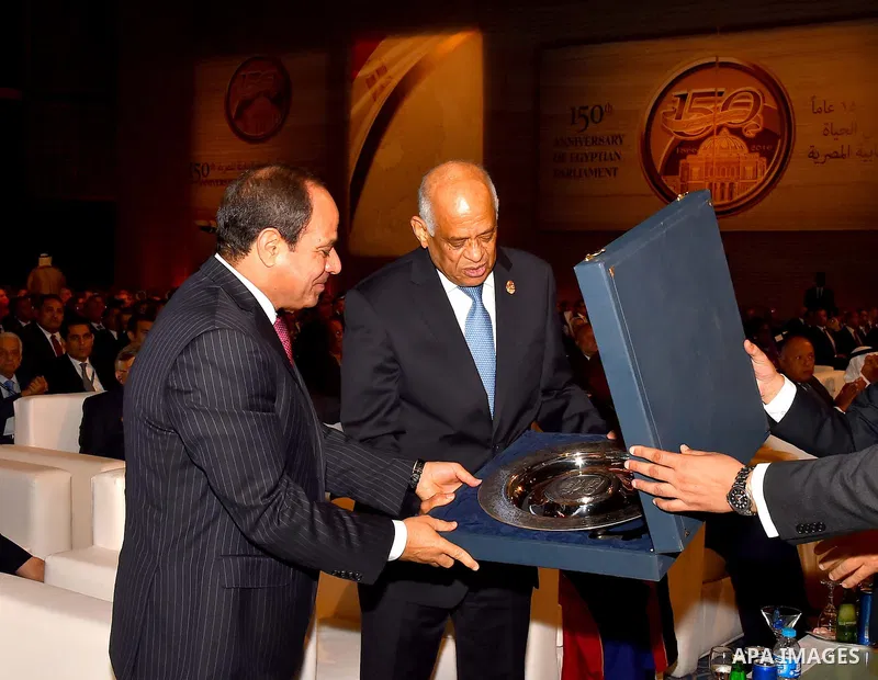 Egyptian President Abdel Fattah al-Sisi attends a ceremony of 150th anniversary of Egyptian parliament, in Cairo, Egypt, on Oct. 09, 2016. Photo by Egyptian President Office